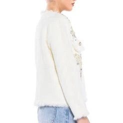 ALWAYS BLING RHINESTONE BUTTON FRONT CARDIGAN -helmut shop always bling rhinestone button front cardigan white 5 5