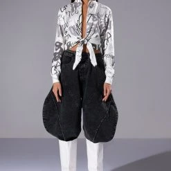 ALWAYS IN STYLE TIE FRONT TSHIRT -helmut shop always in style tie front tshirt white multi 6 6