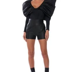 AMMO X AKIRA BIG BOOTY PLEATHER SHORTS -helmut shop ammo x akira big booty pleather shorts black 6 6