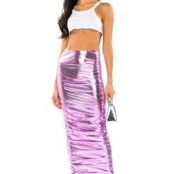 ANGEL ENERGY METALLIC MAXI SKIRT -helmut shop angel energy metallic maxi skirt pink 4 4