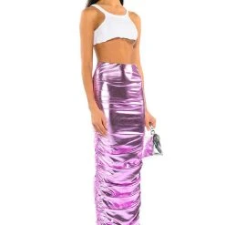ANGEL ENERGY METALLIC MAXI SKIRT -helmut shop angel energy metallic maxi skirt pink 5 5