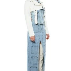 ANGELICA DENIM BUTTON DOWN COLLAR CORSET TOP -helmut shop angelica denim button down collar corset top light blue denim 7 7