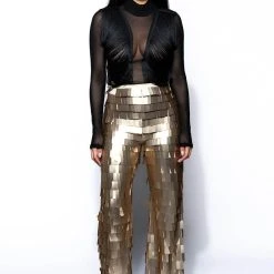 ANNIKA FRINGE DETAIL LONG SLEEVE MESH TOP -helmut shop annika fringe detail long sleeve mesh top black 9 9