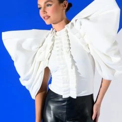 ANNIKA STATEMENT SLEEVE TOP -helmut shop annika statement sleeve top white 2 2