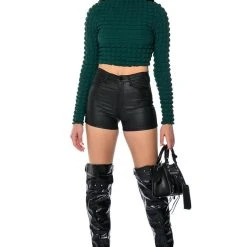 ANYTHING BUT BASIC TEXTURED LONG SLEEVE TOP -helmut shop anything but basic textured long sleeve top dark green 3 3