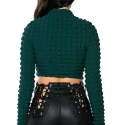 ANYTHING BUT BASIC TEXTURED LONG SLEEVE TOP -helmut shop anything but basic textured long sleeve top dark green 6 6