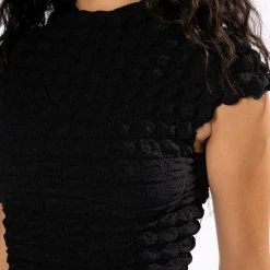 ANYTHING BUT BASIC TEXTURED TSHIRT -helmut shop anything but basic textured tshirt black 7 7