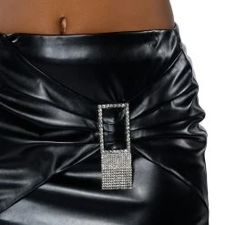 ANYTHING FOR YOU FAUX LEATHER EMBELLISHED MICRO MINI SKIRT -helmut shop anything for you faux leather embellished micro mini skirt black 12 12