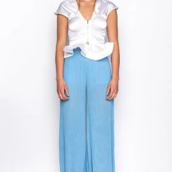 APEX SHORT SLEEVE SATIN PEPLUM BLOUSE -helmut shop apex short sleeve satin peplum blouse white 7 7