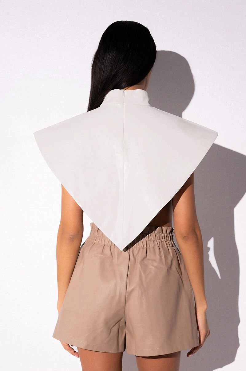 ARIA FAUX LEATHER MOCK NECK TRIANGLE BLOUSE 12 ARIA FAUX LEATHER MOCK NECK TRIANGLE BLOUSE - Image 10