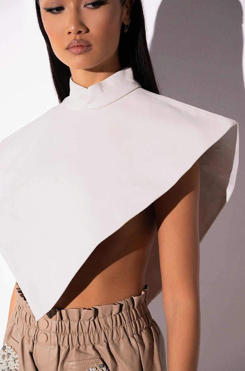 ARIA FAUX LEATHER MOCK NECK TRIANGLE BLOUSE 13 ARIA FAUX LEATHER MOCK NECK TRIANGLE BLOUSE - Image 11