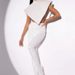 ARIA FAUX LEATHER MOCK NECK TRIANGLE BLOUSE 19 ARIA FAUX LEATHER MOCK NECK TRIANGLE BLOUSE -helmut shop aria faux leather mock neck triangle blouse white 6 6