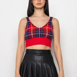 AS IF CROP KNIT BRALETTE -helmut shop as if crop knit bralette red multi 4 4