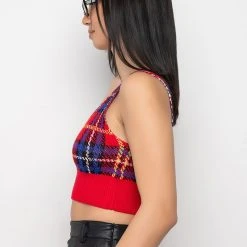 AS IF CROP KNIT BRALETTE -helmut shop as if crop knit bralette red multi 5 5