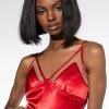 ASTERIA MESH PANEL SATIN BODYSUIT