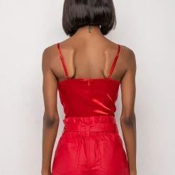 ASTERIA MESH PANEL SATIN BODYSUIT -helmut shop asteria mesh panel satin bodysuit red 5 5