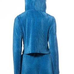 ASTRID PLEATED FRONT ZIP HOODIE -helmut shop astrid pleated front zip hoodie blue 6 6