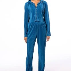 ASTRID PLEATED FRONT ZIP HOODIE -helmut shop astrid pleated front zip hoodie blue 8 8