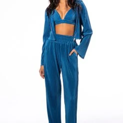 ASTRID PLEATED PALAZZO PANT -helmut shop astrid pleated palazzo pant blue 3 3