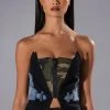 AVIATOR CAMO AND DENIM CORSET TOP -helmut shop aviator camo and denim corset top green multi 1 1