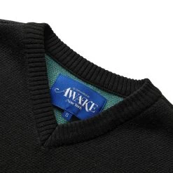 Awake NY FLORAL SWEATER VEST -helmut shop awakenyFLORALSWEATERVESTBLACKSAWK FW22 KN003 4