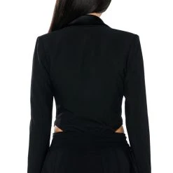 AWARD ME V NECK BLAZER BODYSUIT 14 AWARD ME V NECK BLAZER BODYSUIT -helmut shop award me v neck blazer bodysuit black 6 6