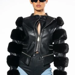 AZALEA WANG BABETTE FAUX FUR MOTO -helmut shop azalea wang babette faux fur moto black 4 4 c1