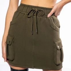BACK TO BASICS SCUBA CARGO MINI SKIRT -helmut shop back to basics scuba cargo mini skirt olive 2 2