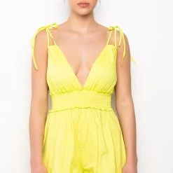 BAHAMA BABE STRETCH LINEN ROMPER -helmut shop bahama babe stretch linen romper light green 3 3