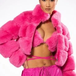 SUCH A DOLL FAUX FUR BRALETTE -helmut shop barbz faux fur bralette pink 2 2