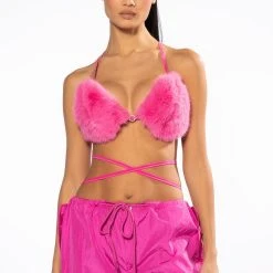 SUCH A DOLL FAUX FUR BRALETTE -helmut shop barbz faux fur bralette pink 4 4