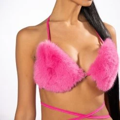 SUCH A DOLL FAUX FUR BRALETTE -helmut shop barbz faux fur bralette pink 7 7