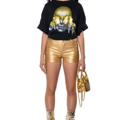 BASH METALLIC PU BOOTY SHORT -helmut shop bash metallic pu booty short gold 3 3 c1 c1