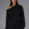 BE HERE TEXTURED OFF SHOULDER SWEATSHIRT