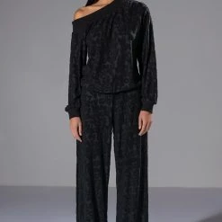 BE HERE TEXTURED OFF SHOULDER SWEATSHIRT -helmut shop be here textured off shoulder sweatshirt black 3 3 c1