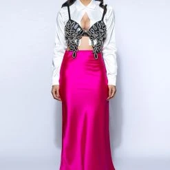 BEAUTIFUL HEART SATIN MAXI SKIRT