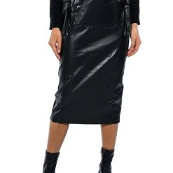 BEGIN AGAIN FAUX LEATHER MIDI SKIRT -helmut shop begin again faux leather midi skirt black 3 3