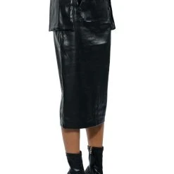 BEGIN AGAIN FAUX LEATHER MIDI SKIRT -helmut shop begin again faux leather midi skirt black 5 5