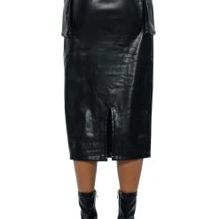 BEGIN AGAIN FAUX LEATHER MIDI SKIRT -helmut shop begin again faux leather midi skirt black 8 8
