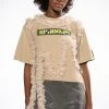 BEIGE RUFFLE TSHIRT -helmut shop beige ruffle tshirt beige 1 1 c1
