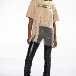 BEIGE RUFFLE TSHIRT -helmut shop beige ruffle tshirt beige 2 2 c1