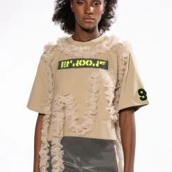 BEIGE RUFFLE TSHIRT -helmut shop beige ruffle tshirt beige 3 3 c1