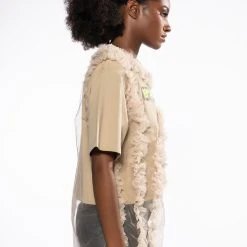 BEIGE RUFFLE TSHIRT -helmut shop beige ruffle tshirt beige 4 4 c1