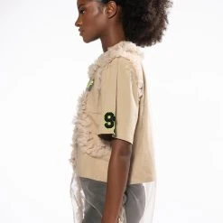 BEIGE RUFFLE TSHIRT -helmut shop beige ruffle tshirt beige 5 5 c1