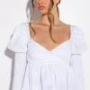 BELLE OF THE BALL PEPLUM PUFF SLEEVE BLOUSE -helmut shop belle of the ball peplum puff sleeve blouse white 1 1 c1