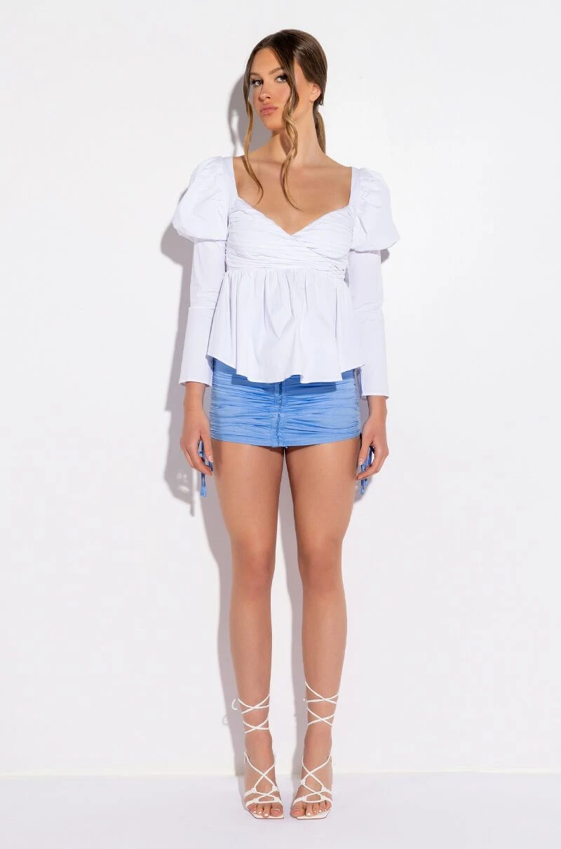 BELLE OF THE BALL PEPLUM PUFF SLEEVE BLOUSE 4 BELLE OF THE BALL PEPLUM PUFF SLEEVE BLOUSE - Image 2