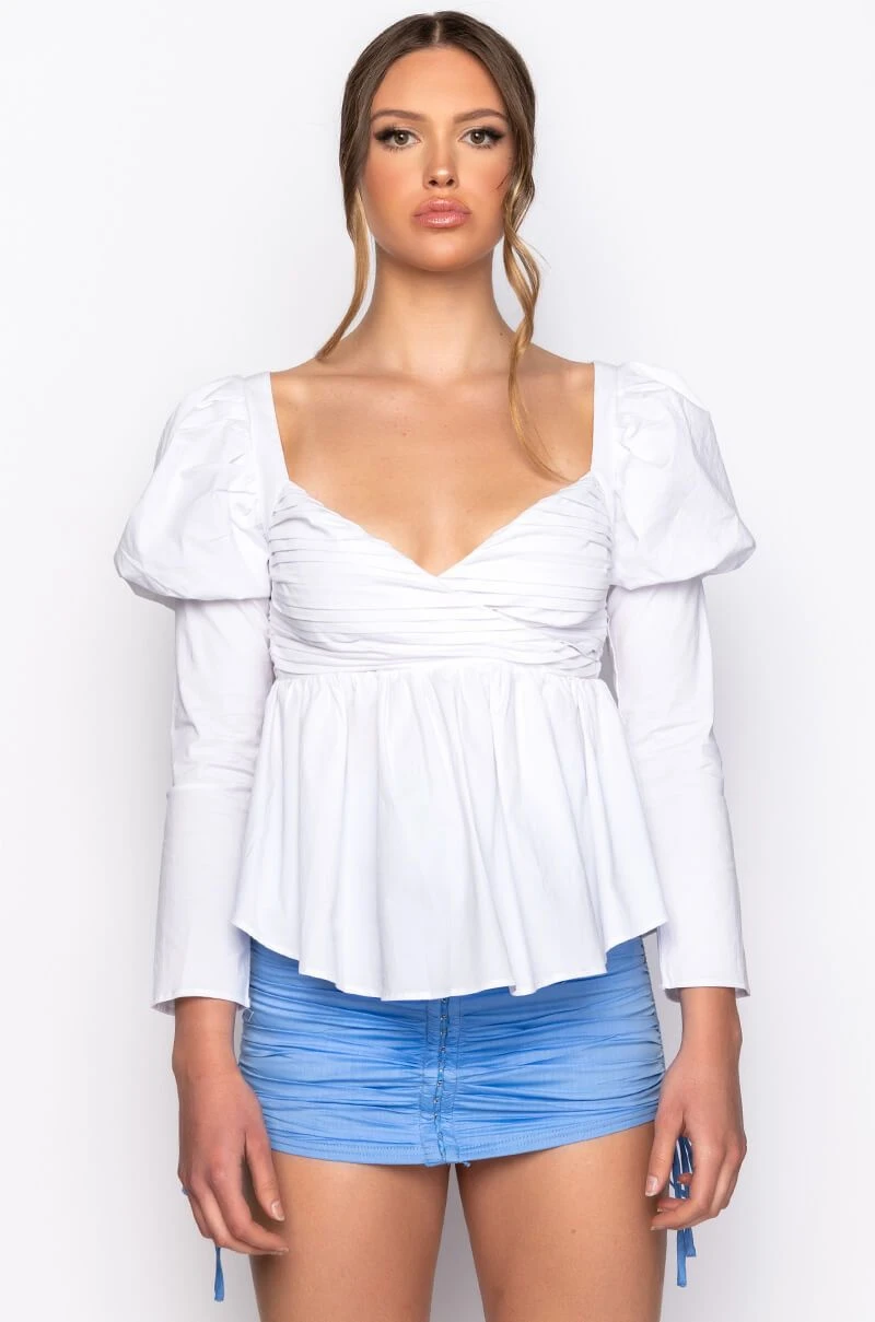 BELLE OF THE BALL PEPLUM PUFF SLEEVE BLOUSE 5 BELLE OF THE BALL PEPLUM PUFF SLEEVE BLOUSE - Image 3