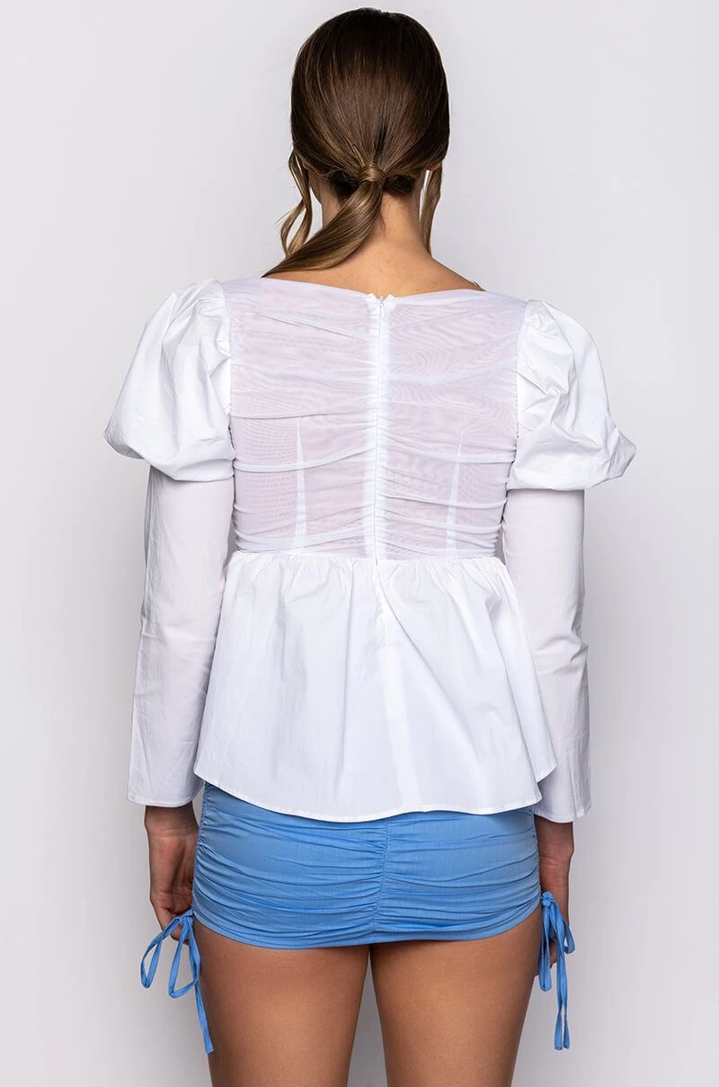 BELLE OF THE BALL PEPLUM PUFF SLEEVE BLOUSE 7 BELLE OF THE BALL PEPLUM PUFF SLEEVE BLOUSE - Image 5