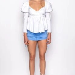 BELLE OF THE BALL PEPLUM PUFF SLEEVE BLOUSE 15 BELLE OF THE BALL PEPLUM PUFF SLEEVE BLOUSE -helmut shop belle of the ball peplum puff sleeve blouse white 7 7 c1