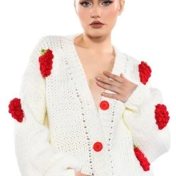BERRIES BUTTON CARDIGAN -helmut shop berries button cardigan white multi 2 2 c1